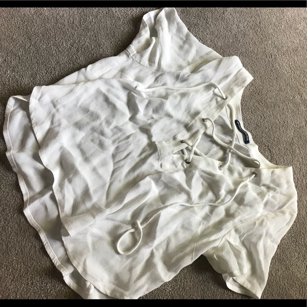 RARE brandy melville white lace up top